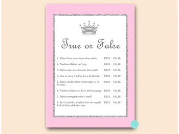 Pink And Silver Princess Baby Shower Trivia Game Printabell Express