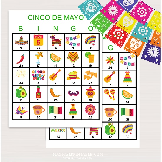 100 x Cinco De Mayo Bingo Cards – Printabell • Express