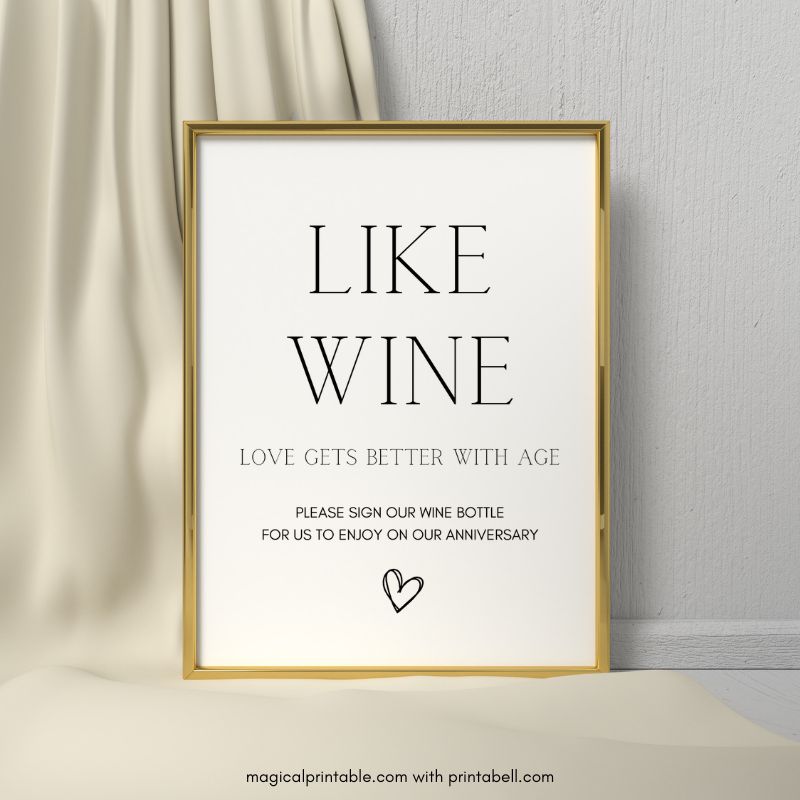 modern minimalist wedding signs like wine