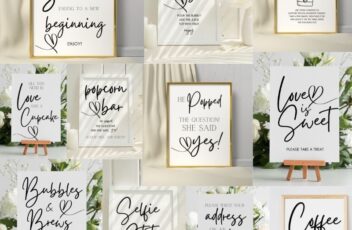 Modern Minimalist bridal shower decor signs