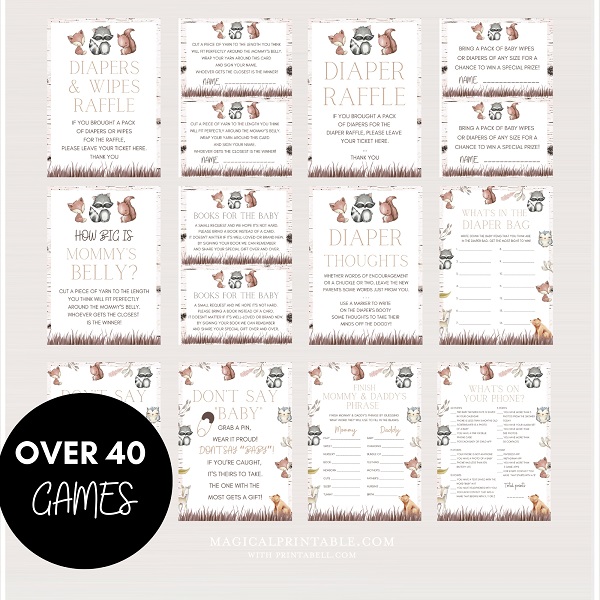 Woodland Animals Baby Shower Games Templates – Printabell • Express