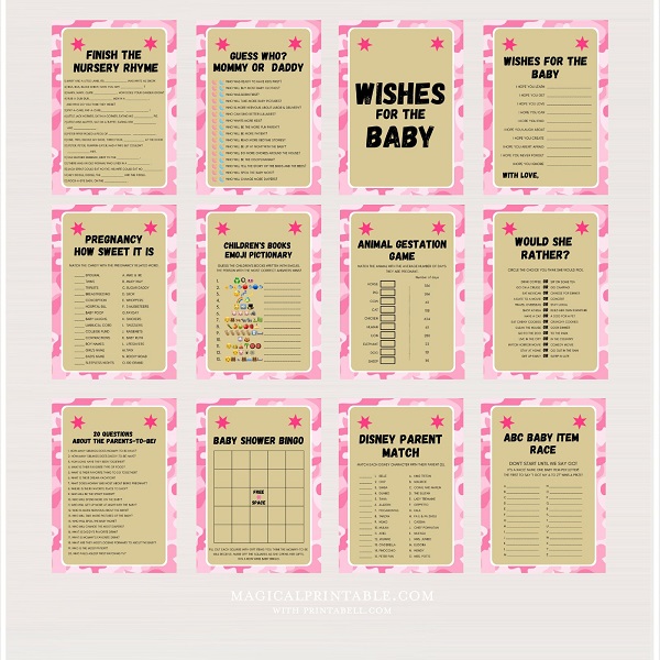 girl camo baby shower games templates