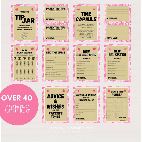 printable girl camo baby shower games