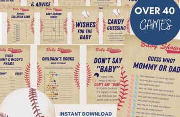 baseball baby shower game bundle