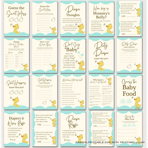 Rubber Duck Baby Shower Games Printable