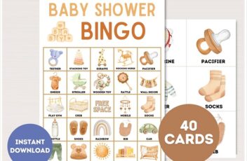 Neutral Baby Shower Bingo Cards