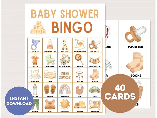 Neutral Baby Shower Bingo Cards