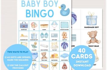 Boy Baby Shower Bingo Cards