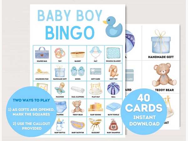 Boy Baby Shower Bingo Cards