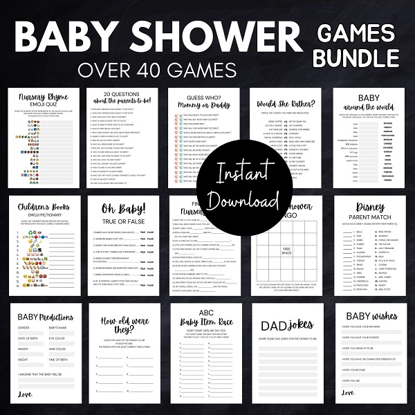 stylish baby shower game package