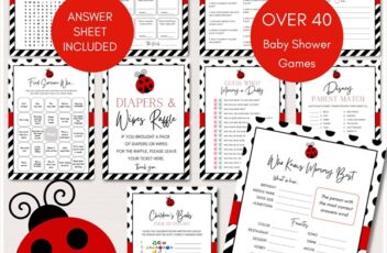 editable Ladybug Baby Shower Games Bundle