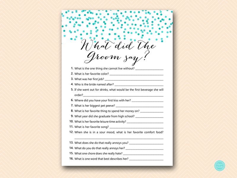 Tiffany Blue Confetti Bridal Shower Games – Printabell • Express