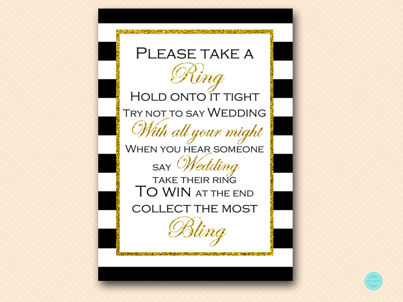 BS442 dont say wedding gold bridal shower game