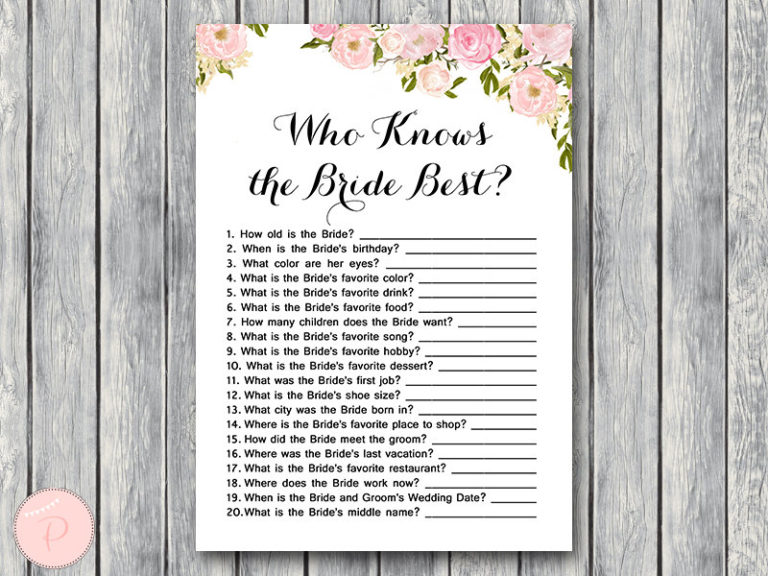 Pink Flower Bridal Shower Games Printable – Printabell • Express