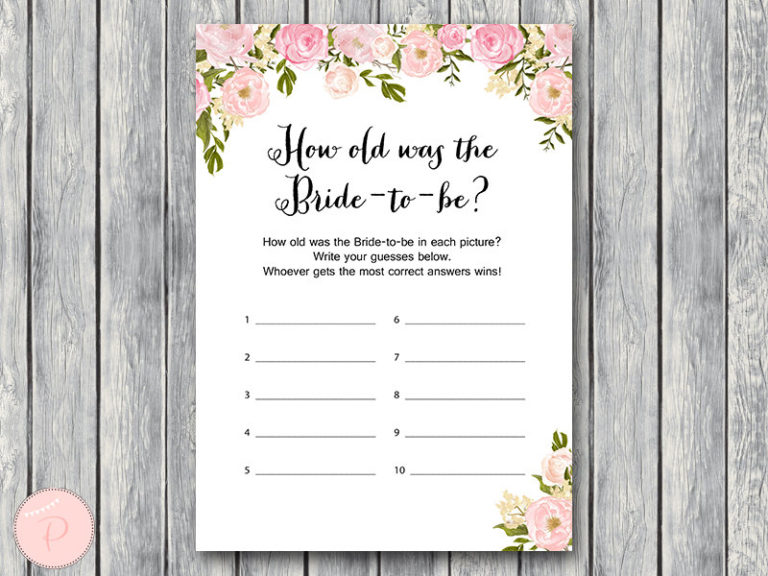 Peonies Bridal Shower Games Printable – Printabell • Express