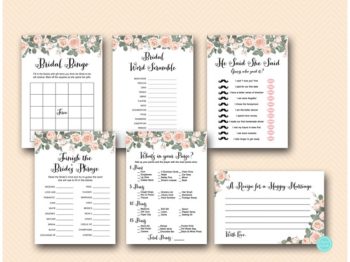 Pink Roses Bridal Shower Games – Printabell • Express