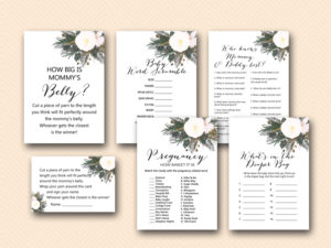 White Flower Baby Shower Games – Printabell • Express