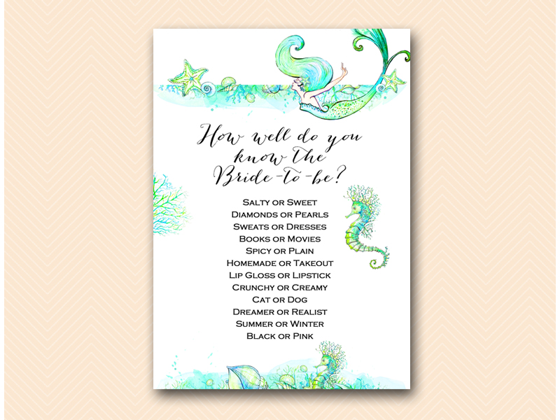 Mermaid Bridal Shower Game Printable – Printabell • Express