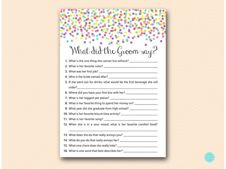 Rainbow Confetti Bridal Shower Games – Printabell • Express