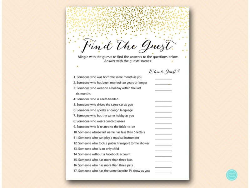 Gold Bridal Shower Game Package – Printabell • Express