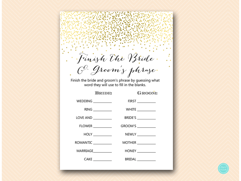 Gold Bridal Shower Game Package – Printabell • Express