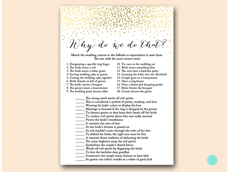 Gold Bridal Shower Game Package | Printabell • Express