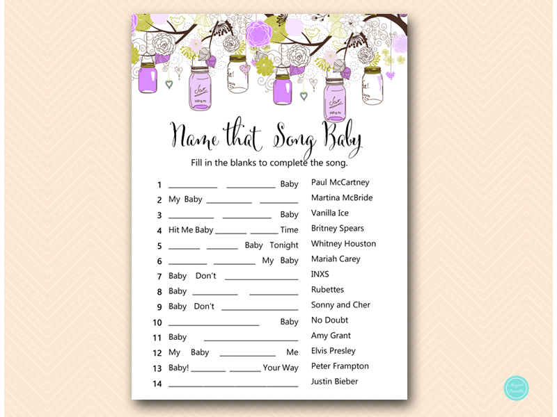 Purple Mason Jars Baby Shower Games – Printabell • Express