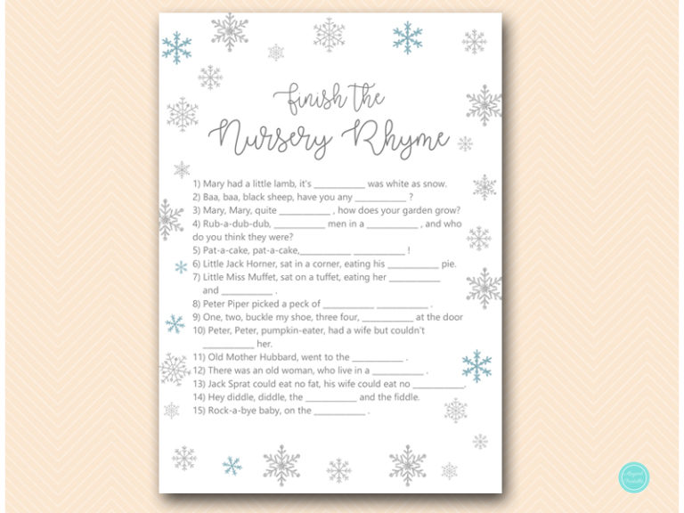 Winter Wonderland Glitter Baby Shower Game Package – Printabell • Express