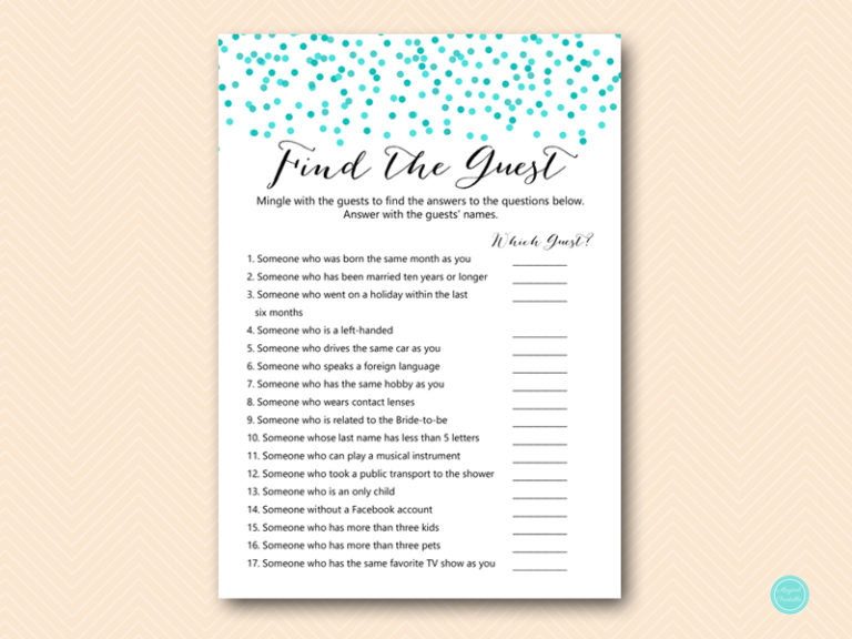 Tiffany Blue Confetti Bridal Shower Games – Printabell • Express