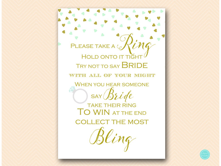 Mint And Gold Bridal Shower Game Package – Printabell • Express