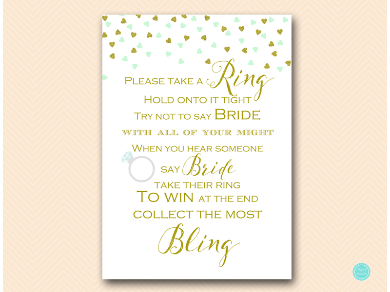 Mint and Gold Bridal Shower Game Package – Printabell • Express