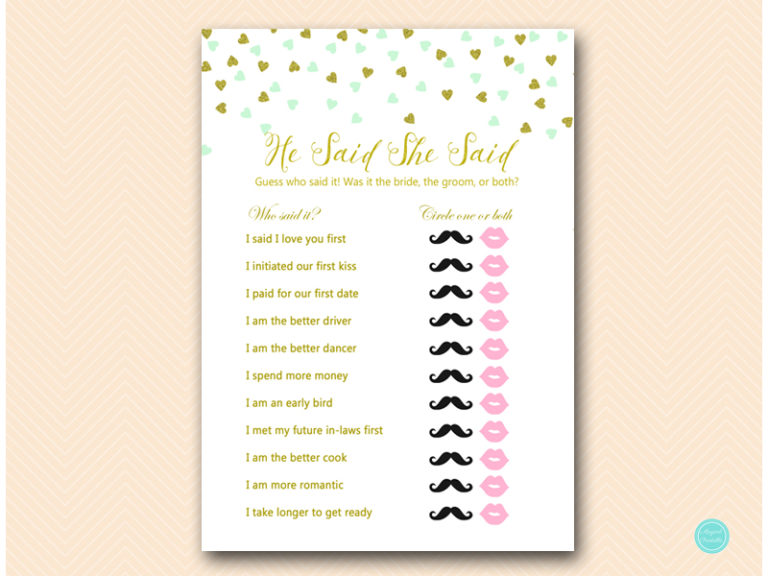 Mint and Gold Bridal Shower Game Package – Printabell • Express