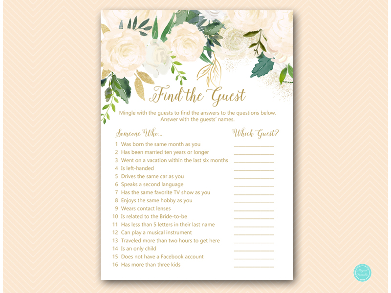 Gold and Bluff Bridal Shower Activities & Games – Printabell • Express