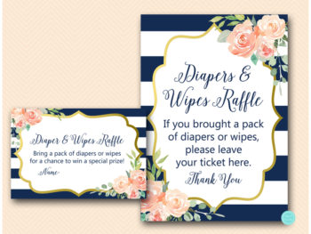 Navy stripes, Gold Floral Baby Shower Game Pack – Printabell • Express