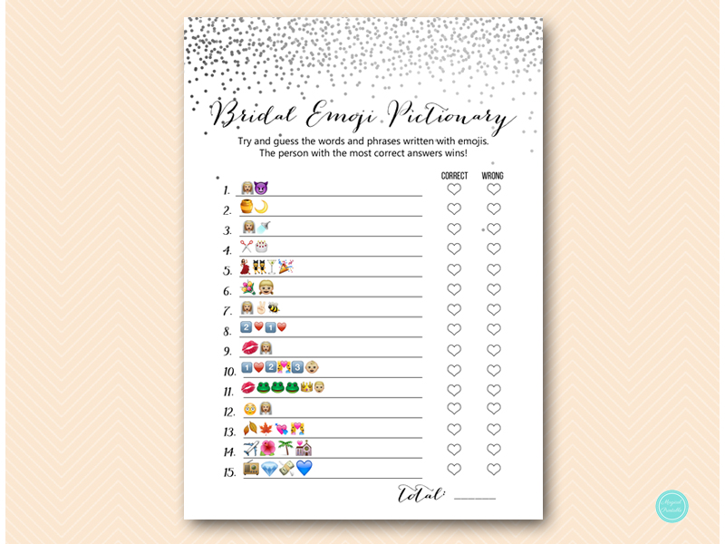 Silver Confetti Bridal Shower Games – Printabell • Express