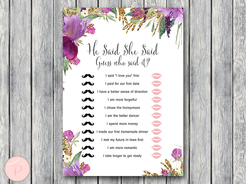 Purple Gold Floral Bridal Shower Games – Printabell • Express