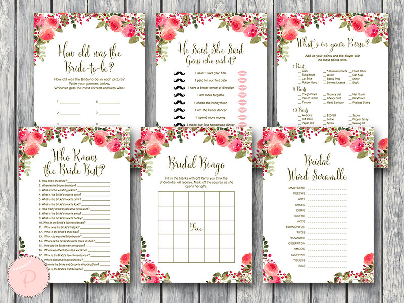 Red Flower Bridal Shower Games – Printabell • Express