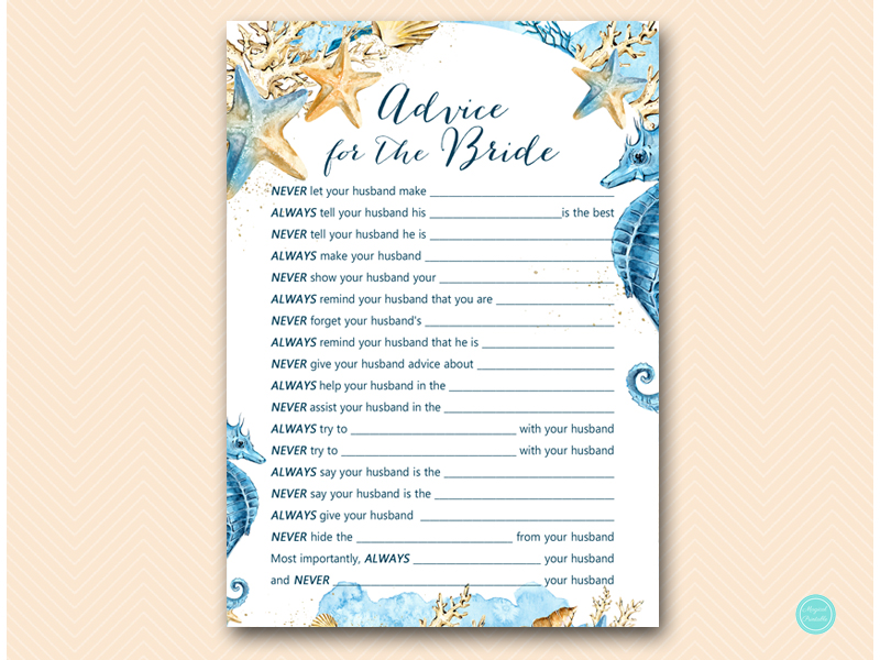 Seashells Beach Bridal Shower Games – Printabell • Express