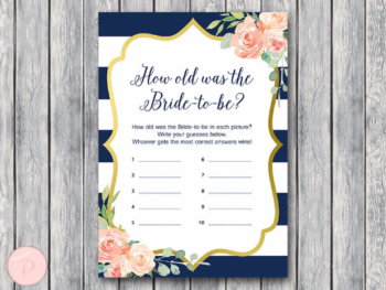 Navy Floral Bridal Shower Games Pack – Printabell • Express