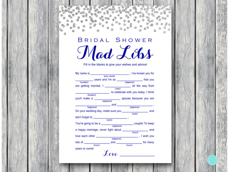 Silver and Navy Bridal Shower Games – Printabell • Express