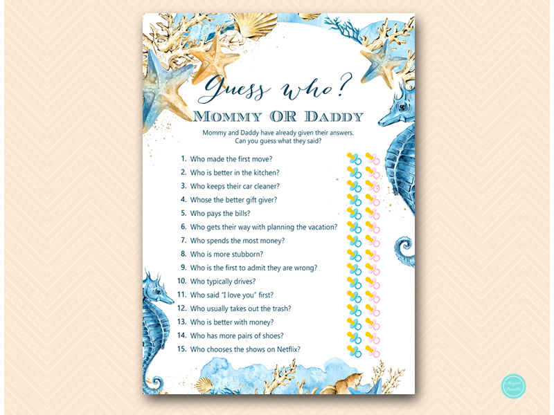 Seashells Beach Themed Baby Shower Games – Printabell • Express