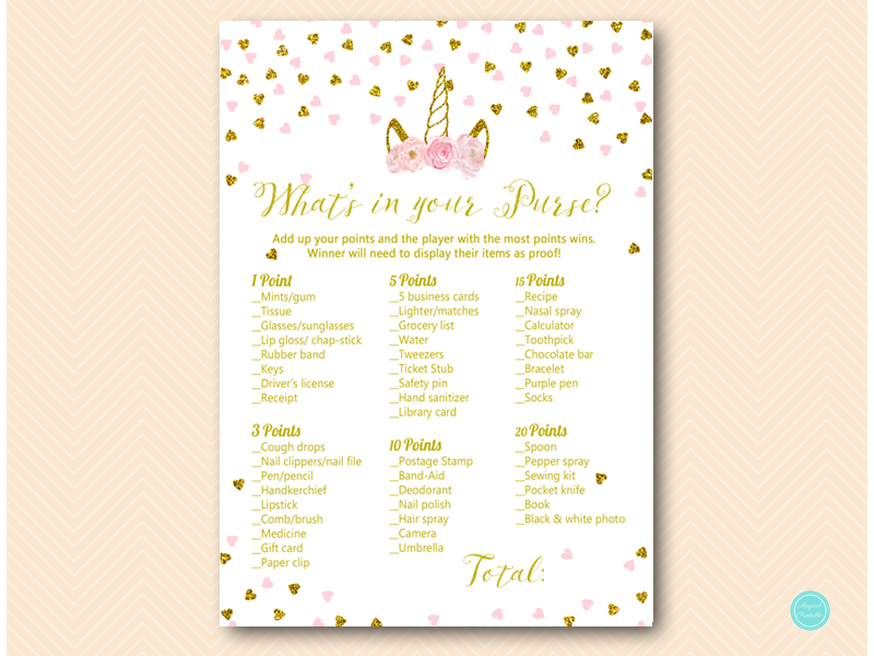 Pink and Gold Unicorn Baby Shower Games Package – Printabell • Express