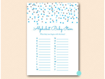 Baby Blue and Silver Confetti Baby Shower Games – Printabell • Express