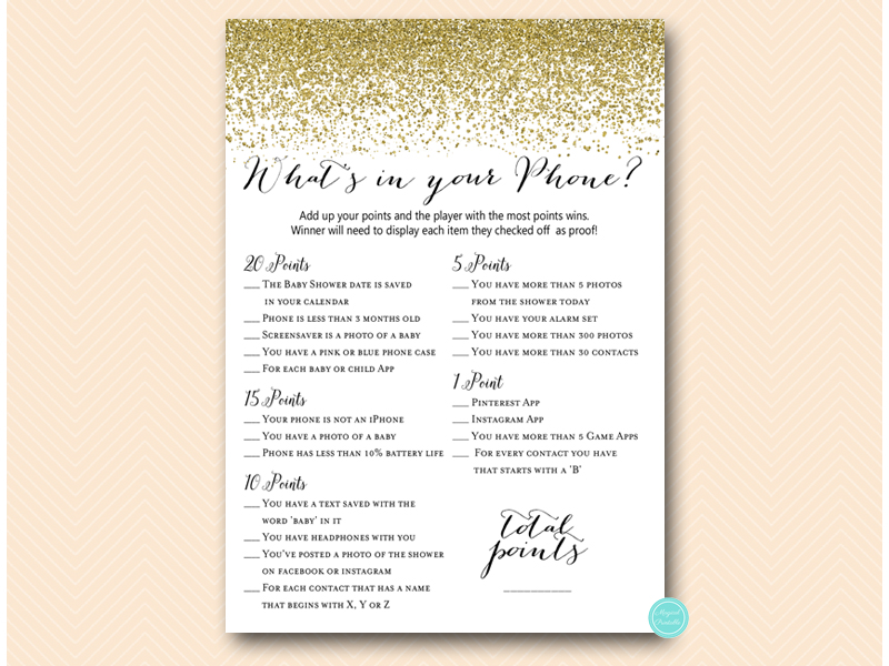 Gold Glitter Flakes Baby Shower Games – Printabell • Express