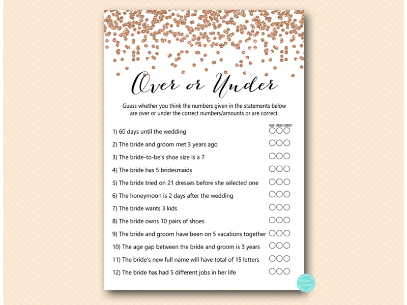 Rose Gold Bridal Shower Games – Printabell • Express