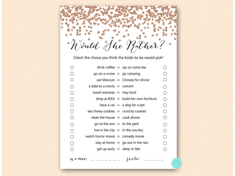 Rose Gold Bridal Shower Games – Printabell • Express