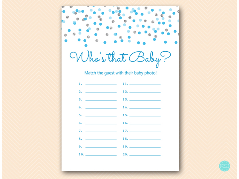 Baby Blue and Silver Baby Shower Game Package – Printabell • Express