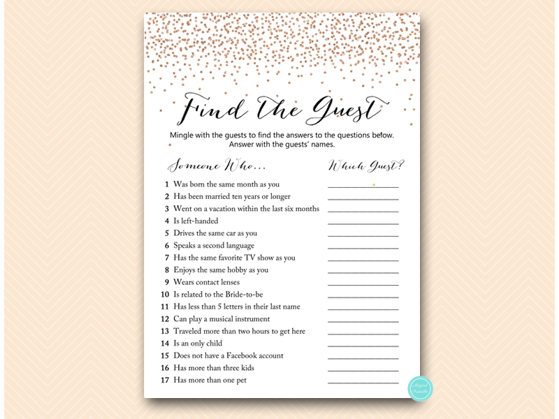 Rose Gold Bachelorette Shower Games – Bridal Shower – Printabell • Express