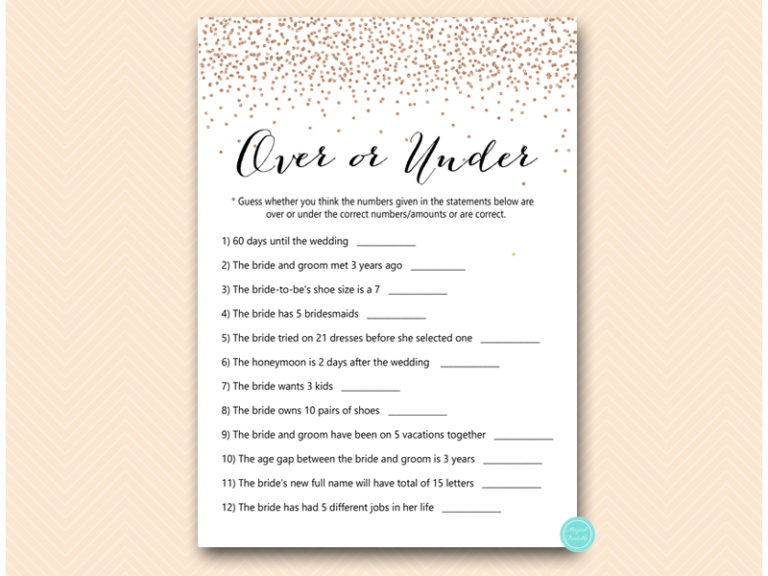 Rose Gold Bachelorette Shower Games – Bridal Shower – Printabell • Express