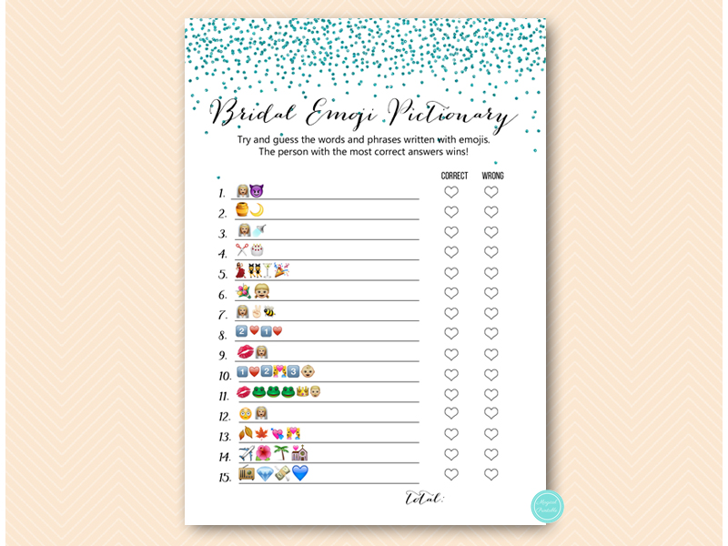 Teal Glitter Bridal Shower Games Package – Printabell • Express